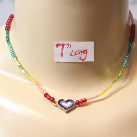 Handmade Unisex LGBTIQA Gay Pride NonBinary Trans Beaded Wire Choker Necklace - Picture 4 of 5